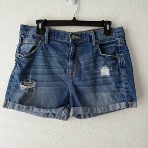 Mossimo Boyfriend Midi Mi-Long Garconne Distressed Jean Shorts